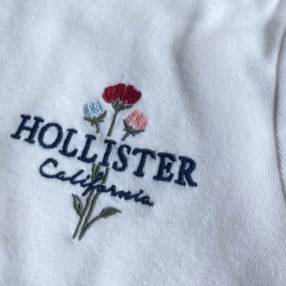 Hollister White Tee with Colorful Floral Design